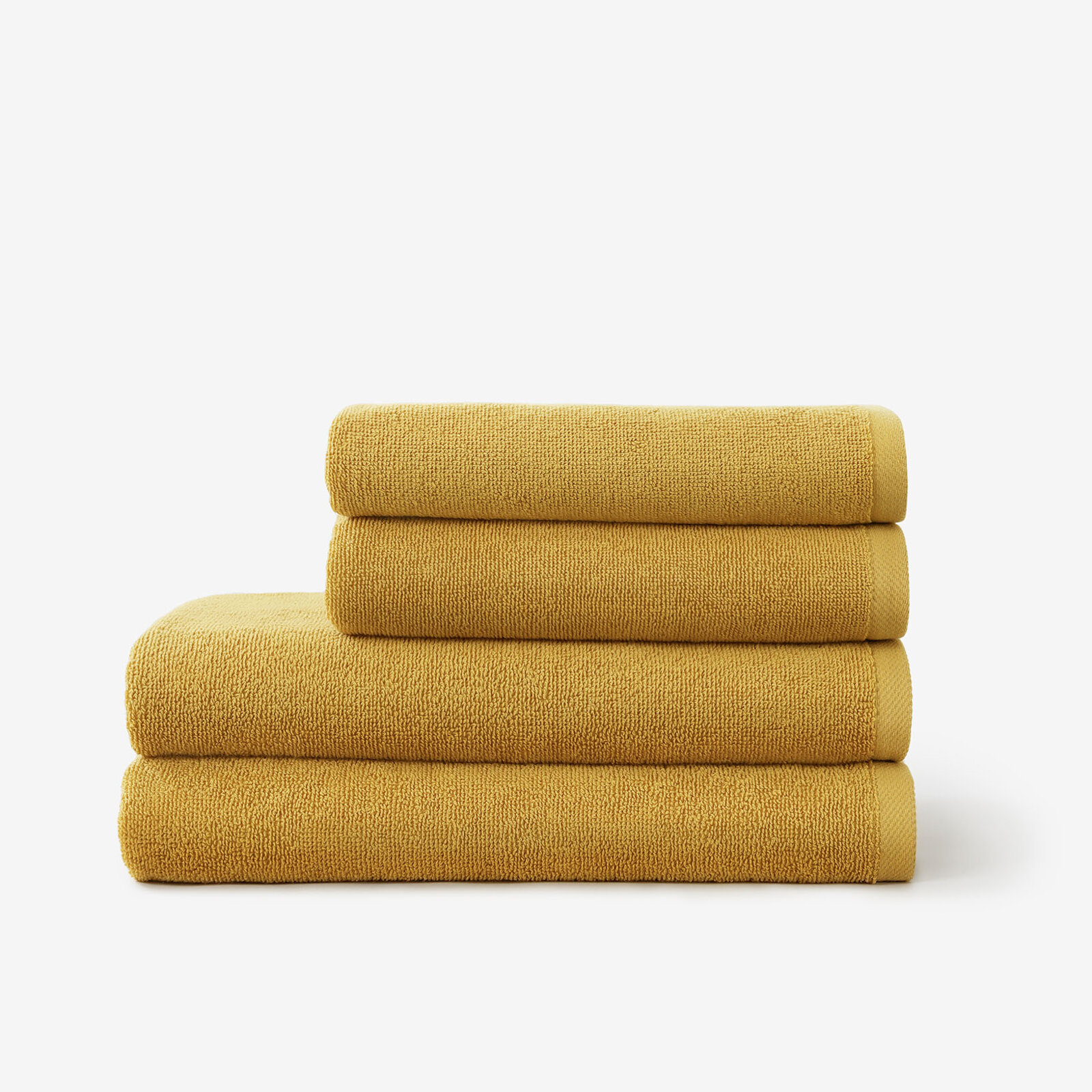 Katoenen badstof handdoek / badhanddoek Soft zonder boord - mosterdgeel