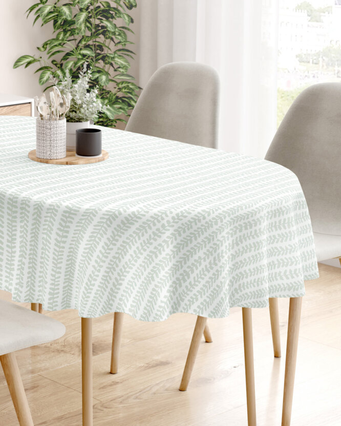 Ovaal tafelkleed 100% katoen renforcé - Scandinavische blaadjes