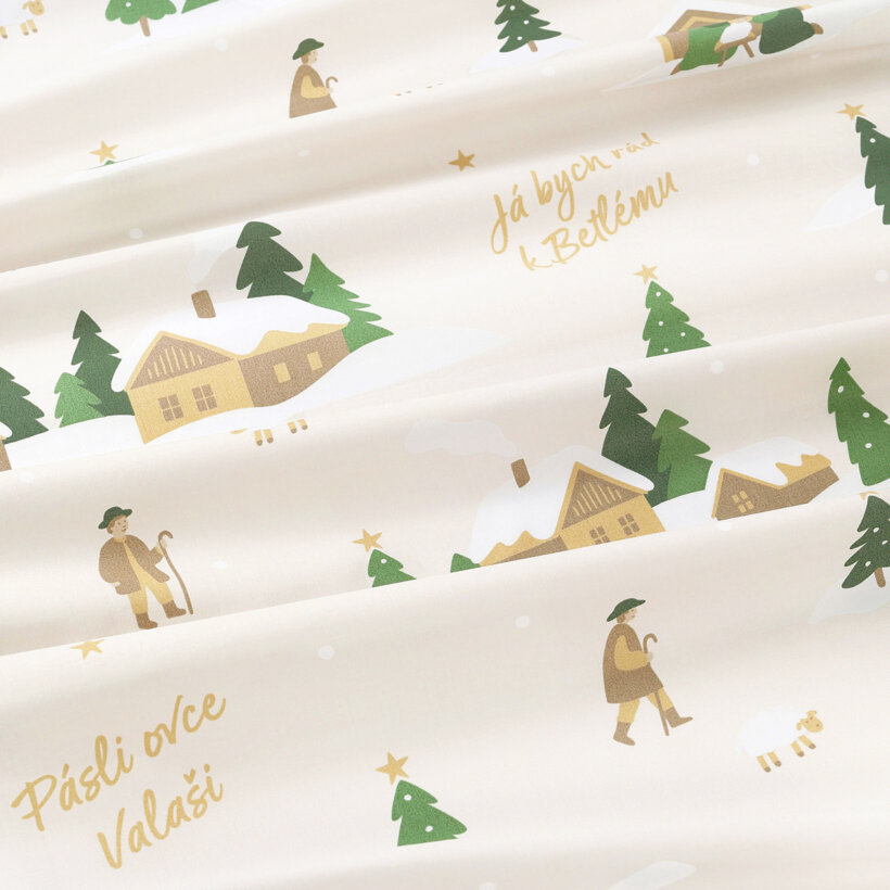 Kerst rond tafelkleed 100% katoen renforcé - Pásli ovce Valaši