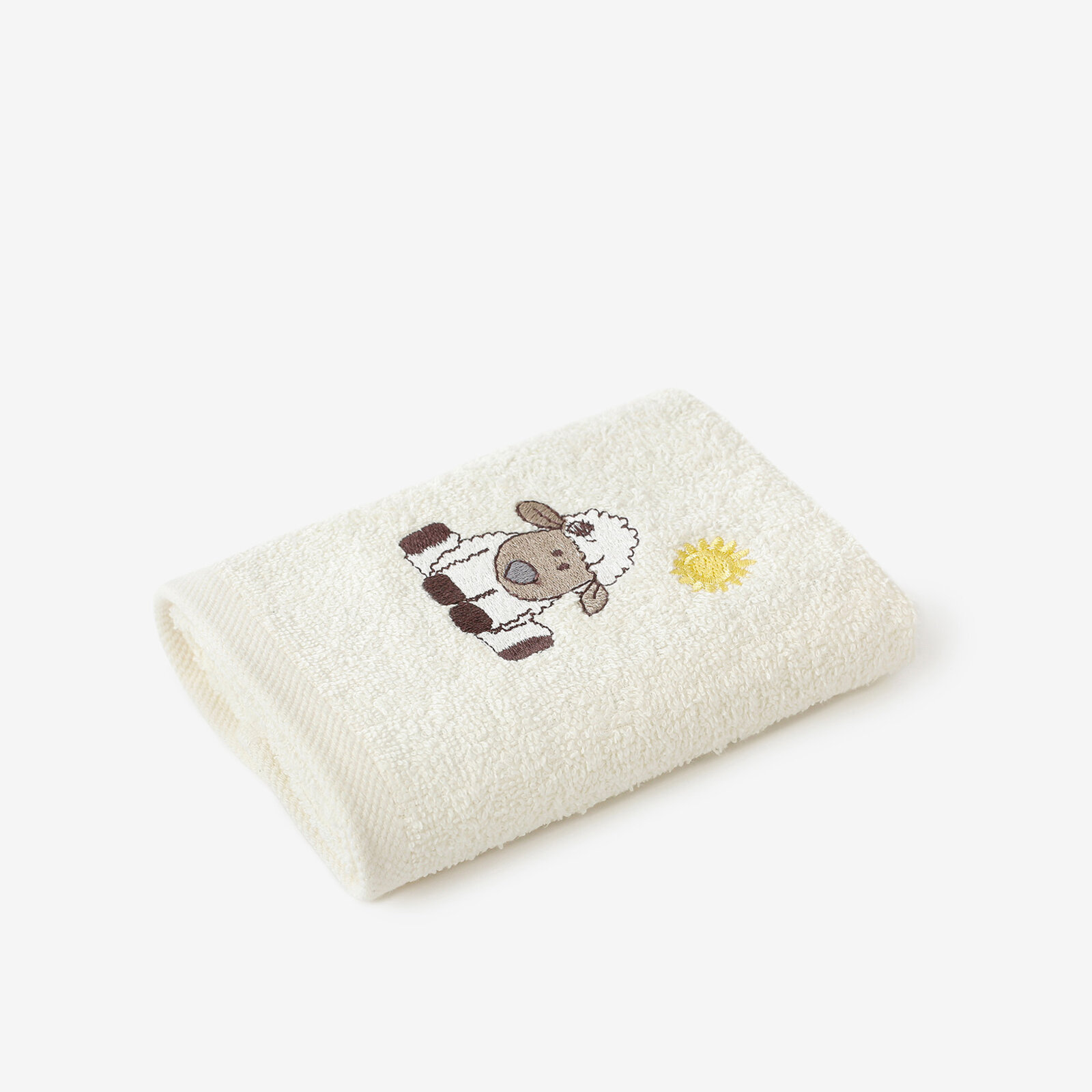 Kinder badstof handdoek - Schaapje op crème