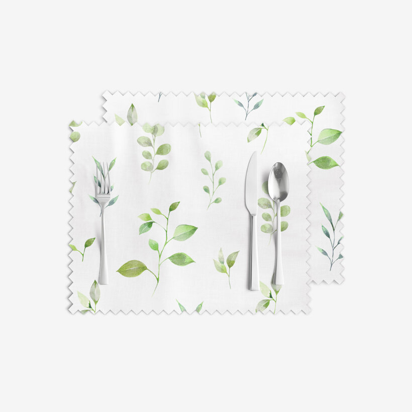 Placemat voor de tafel teflon - Eucalyptus blaadjes - set 2 stuks