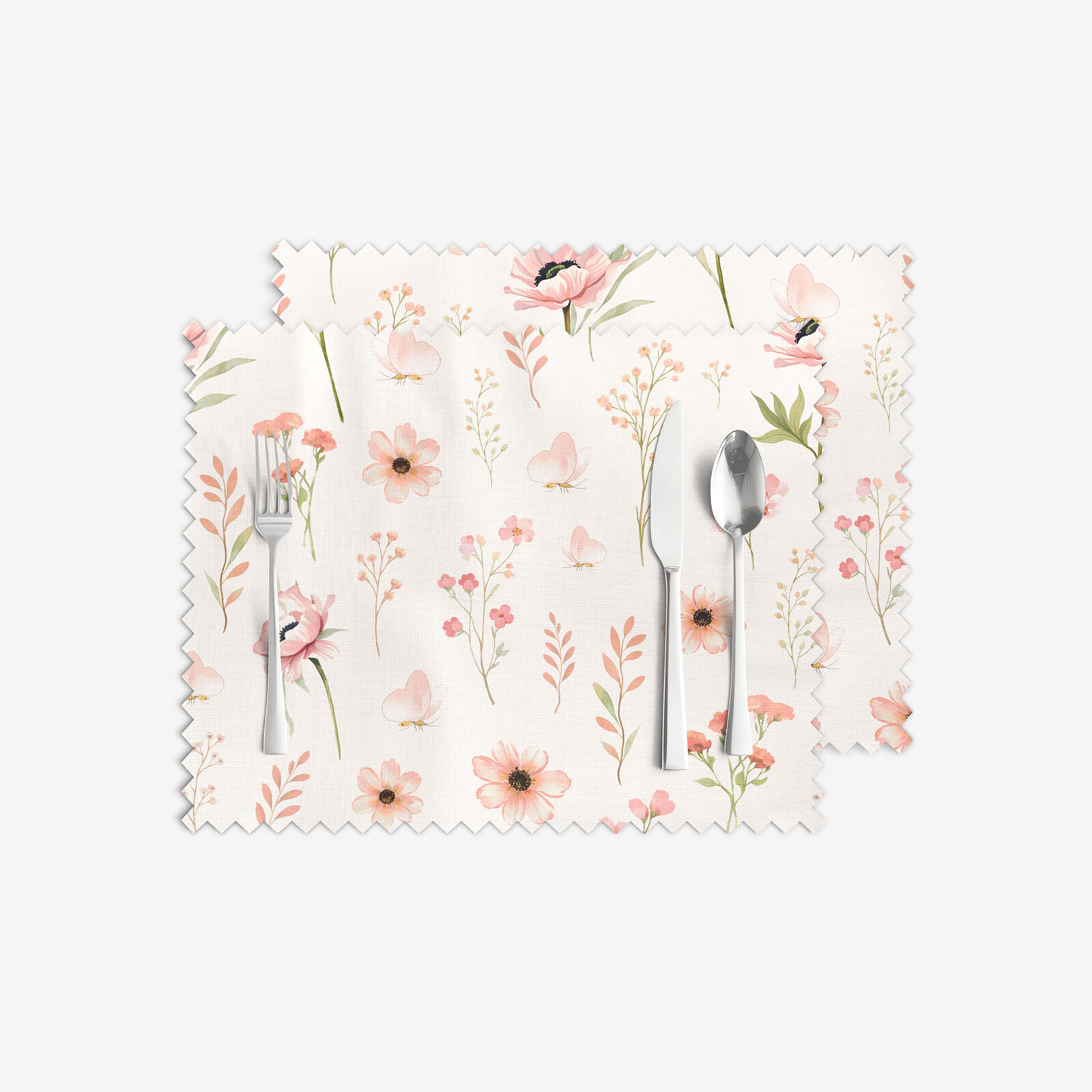 Tafelplacemat teflon - Roze bloemen - set van 2 stuks