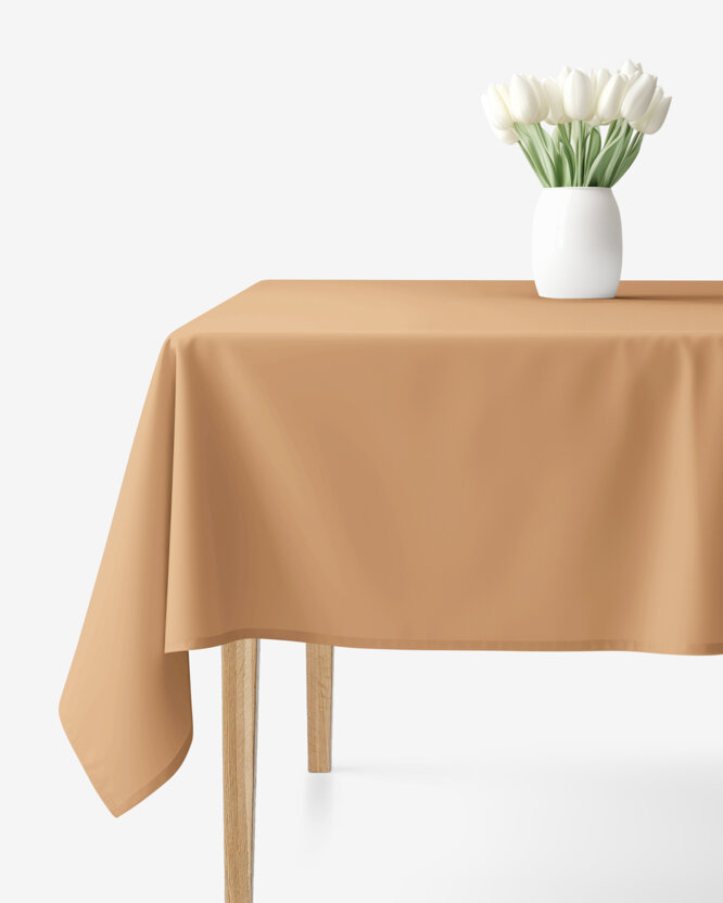 Hoekig tafelkleed 100% katoen renforcé - herfst bruin