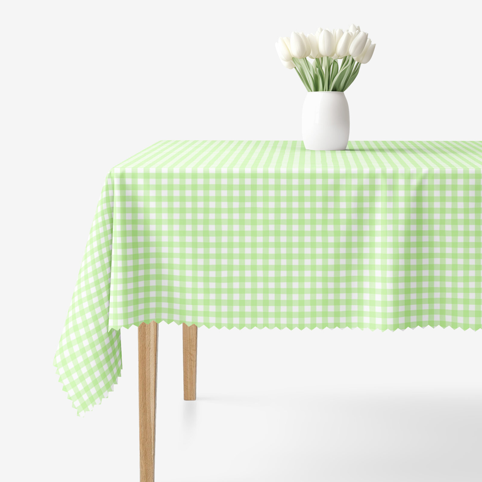 Hoekig teflon tafelkleed - Groene ruitjes