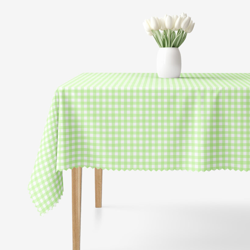 Hoekig teflon tafelkleed - Groene ruitjes