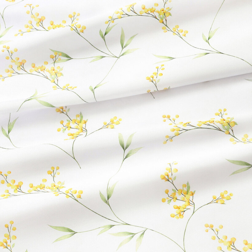 Stof met tefloncoating voor tafelkleden - Mimosa bloemen