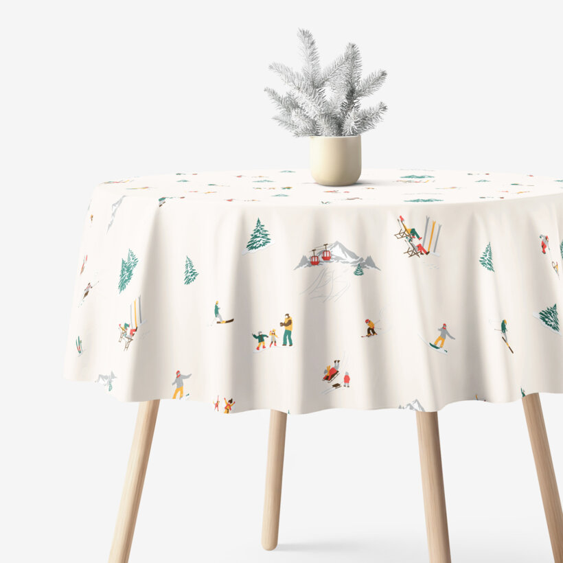 Rond tafelkleed 100% katoen renforcé - Winters plezier