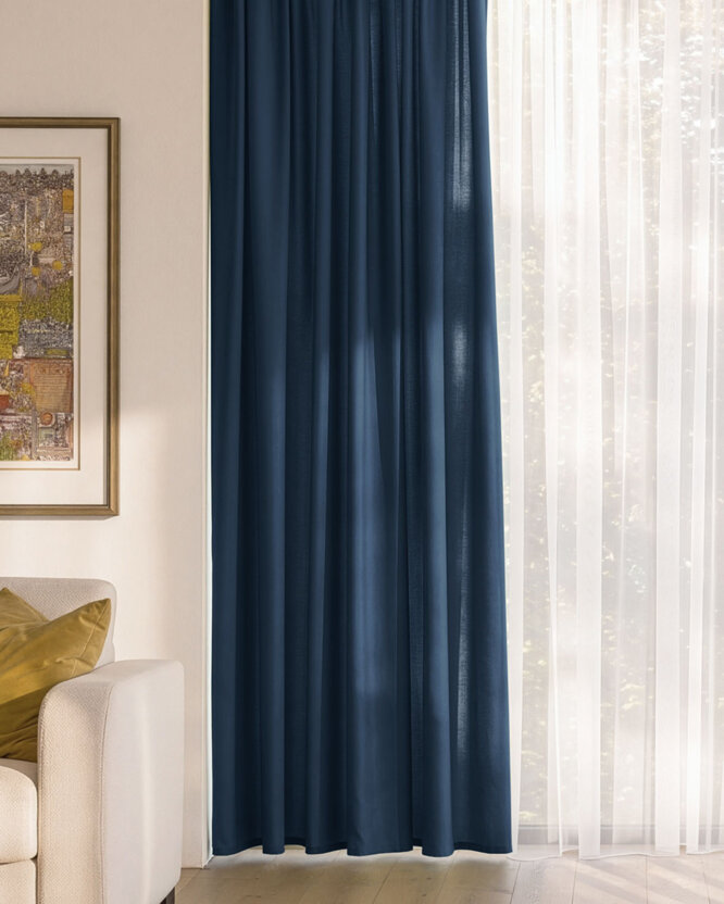 Decoratief gordijn Marbella - marineblauw
