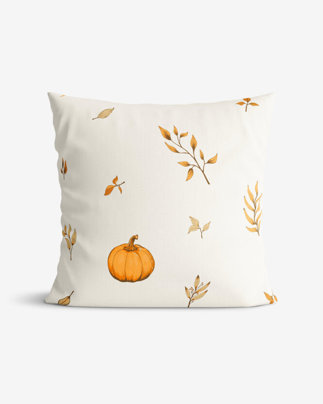 Katoenen kussensloop - Herfst pompoenen en blaadjes