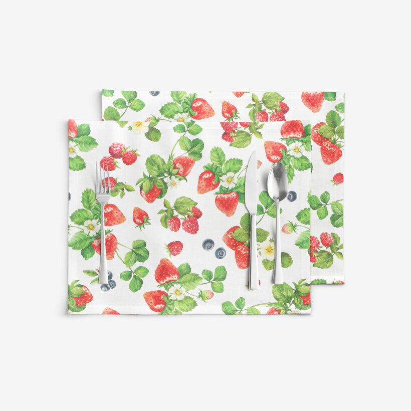 Placemat voor op tafel Valencia - Bosvruchten - set 2 stuks