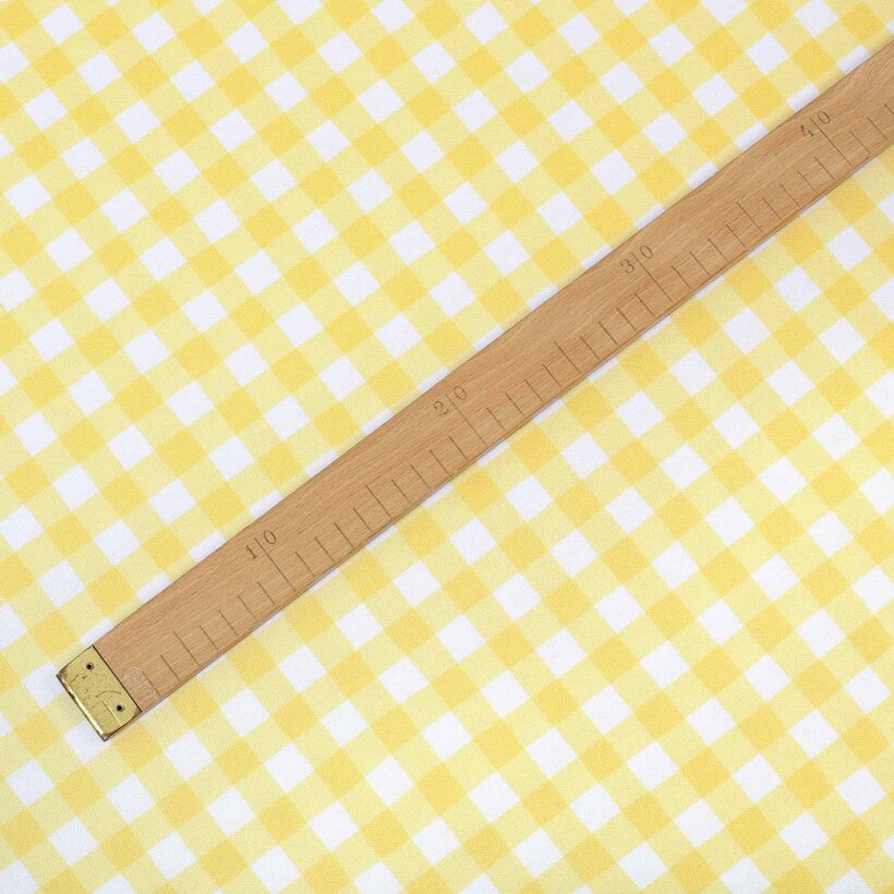 Tafelstof met tefloncoating - Gele ruitjes