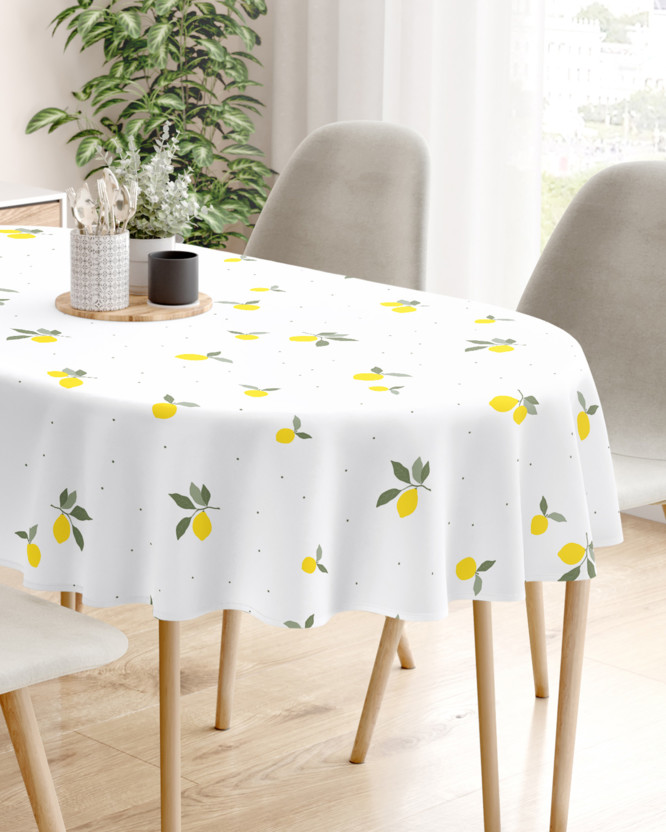 Ovaal tafelkleed 100% katoen renforcé - Citroenen