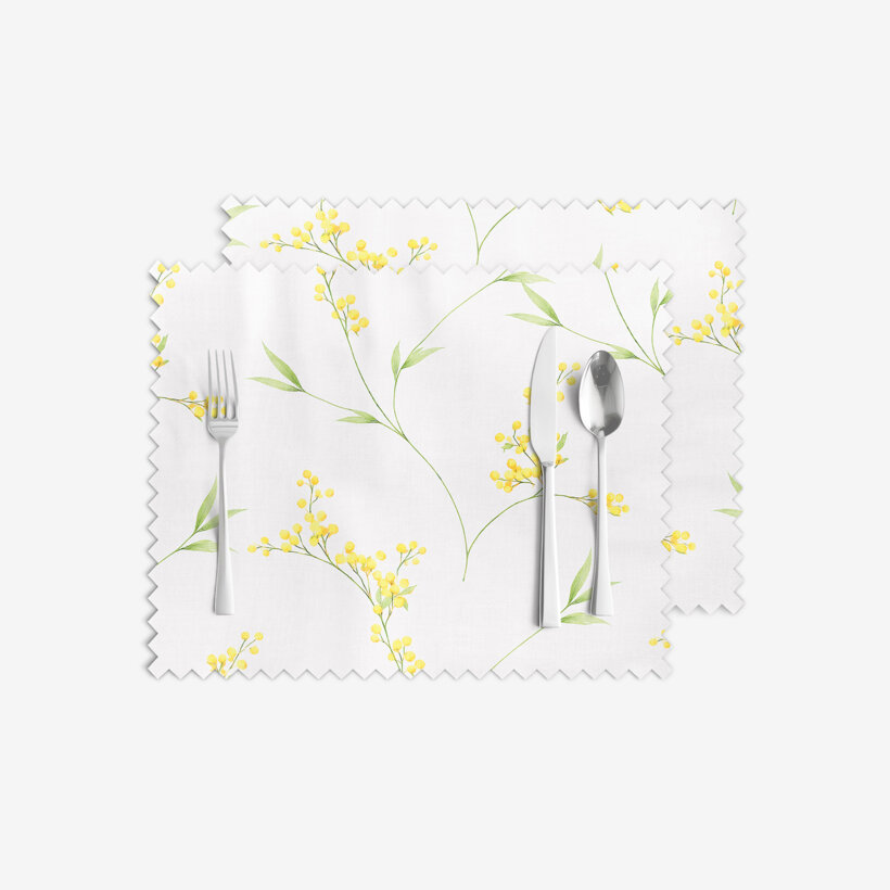 Teflon tafelplacemat - Mimosa bloemen - set 2 stuks