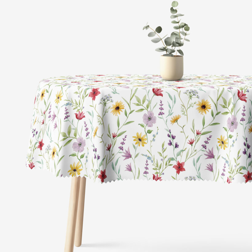 Ovaal teflon tafelkleed - Kleurrijke lentebloemen