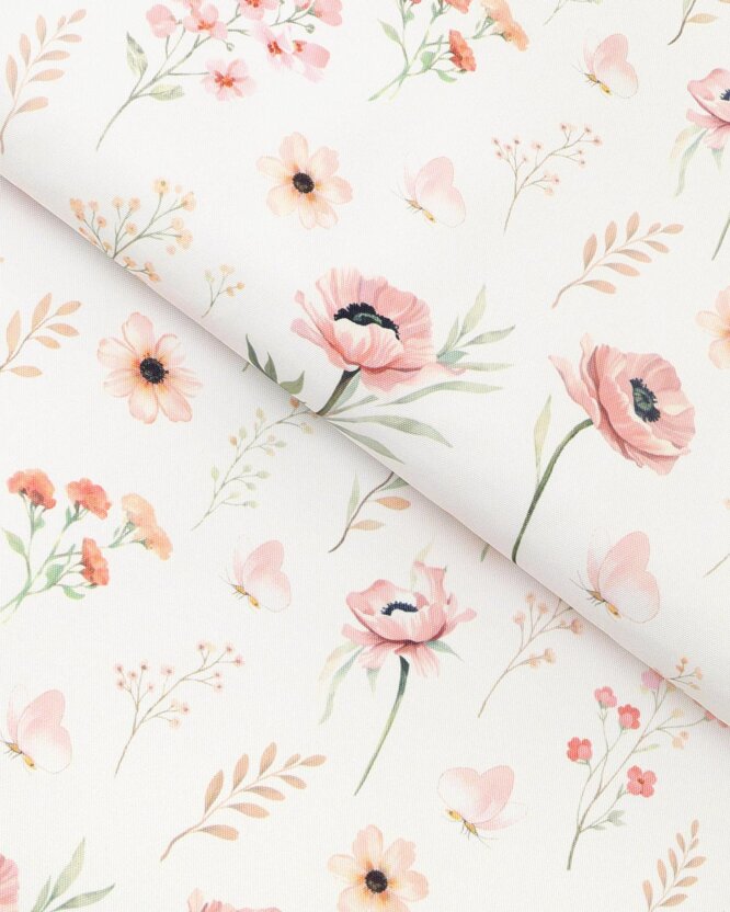 Stof met tefloncoating voor tafelkleden - Roze bloemen