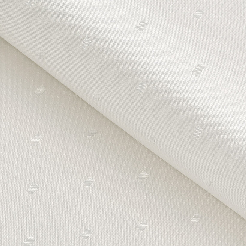 Stof met tefloncoating voor tafelkleden - crème met glanzende rechthoekjes