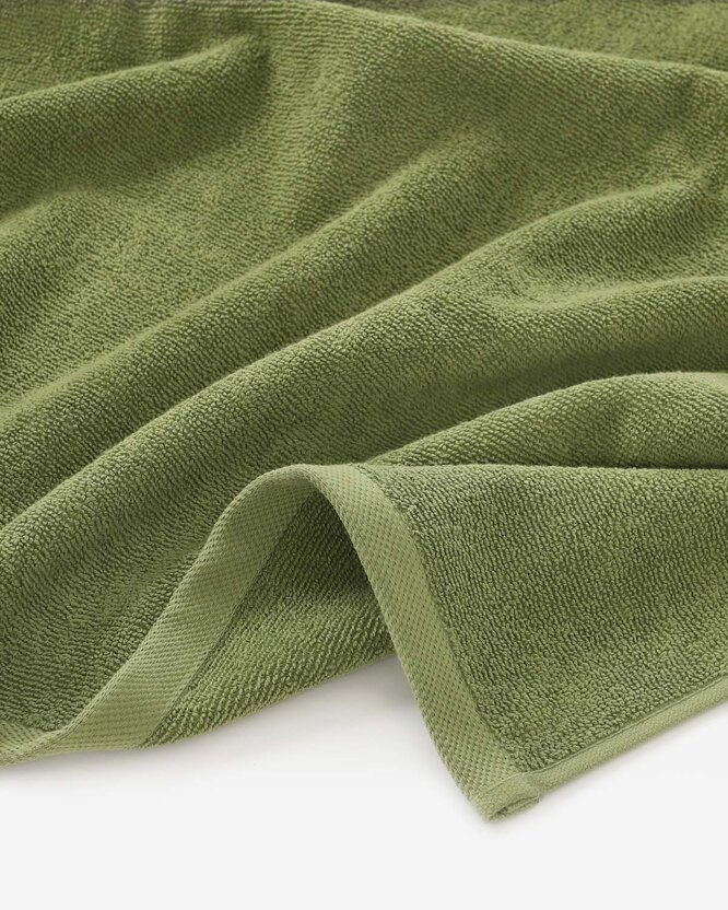 Katoenen badstof handdoek / badhanddoek Soft zonder boord - olijf