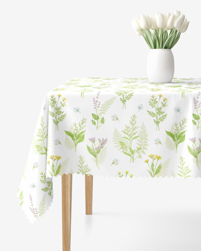 Hoekig teflon tafelkleed - Bosbloemen