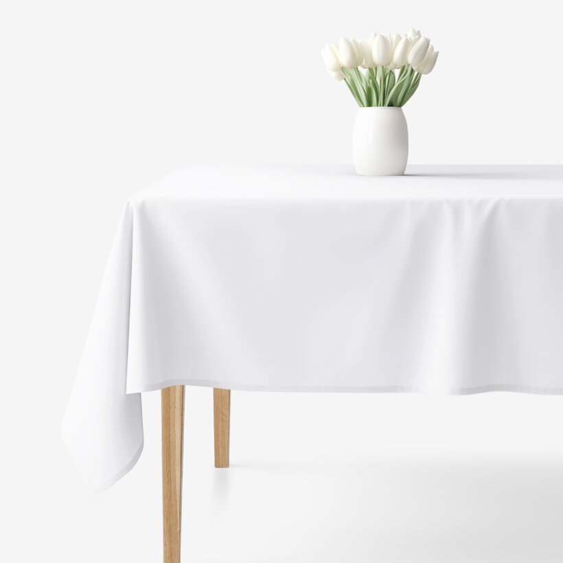 Hoekig tafelkleed 100% katoen renforcé - wit