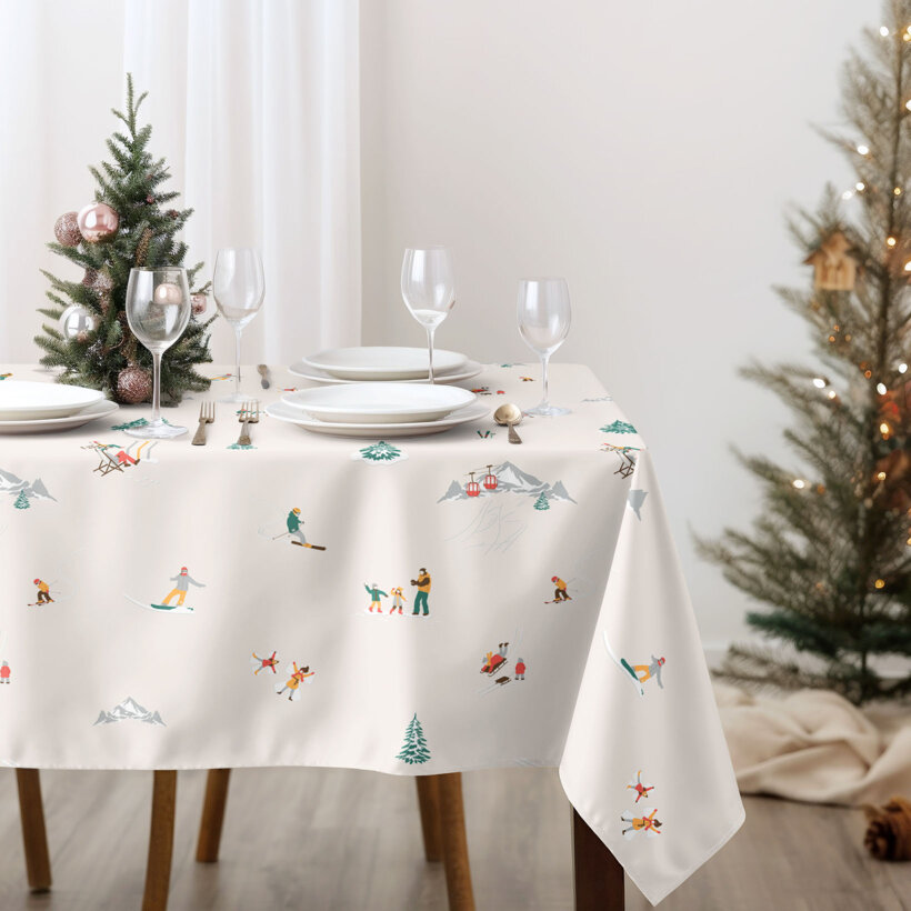 Rechthoekig tafelkleed 100% katoen renforcé - Winters plezier