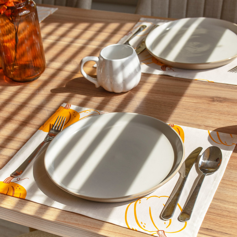 Placemat voor de tafel 100% katoen renforcé - Herfst pompoen - set 2 stuks