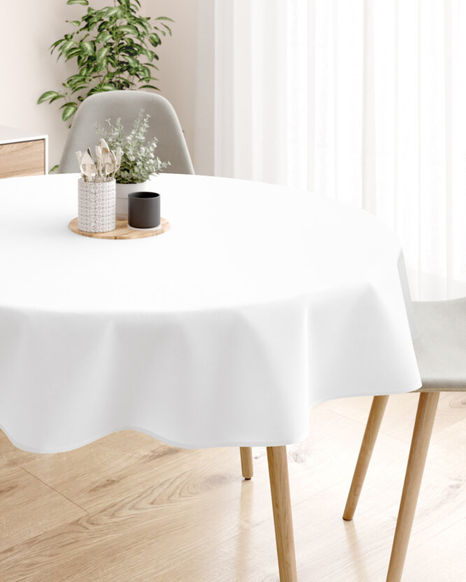 Rond tafelkleed 100% katoenen keper - wit