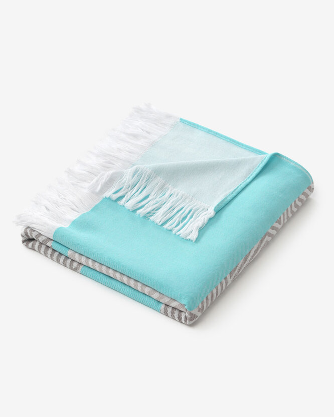 Lichte strandbadhanddoek - Mozaïek op turquoise