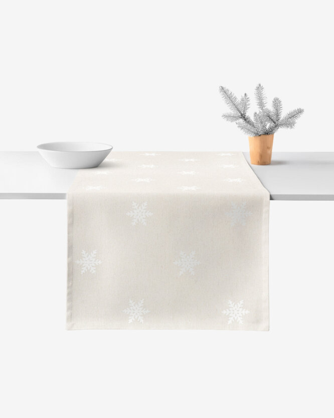 Tafelloper Natura - Sneeuwvlokken op ongebleekt