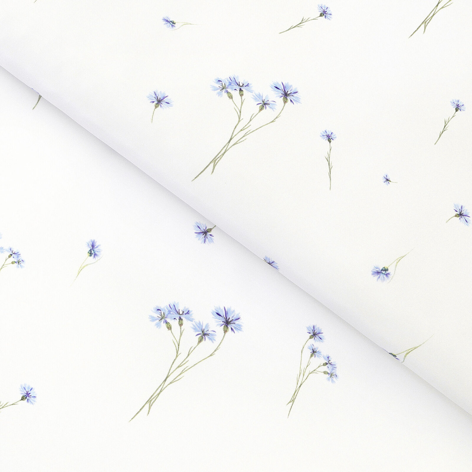 Tafelstof met tefloncoating - Blauwe korenbloemen