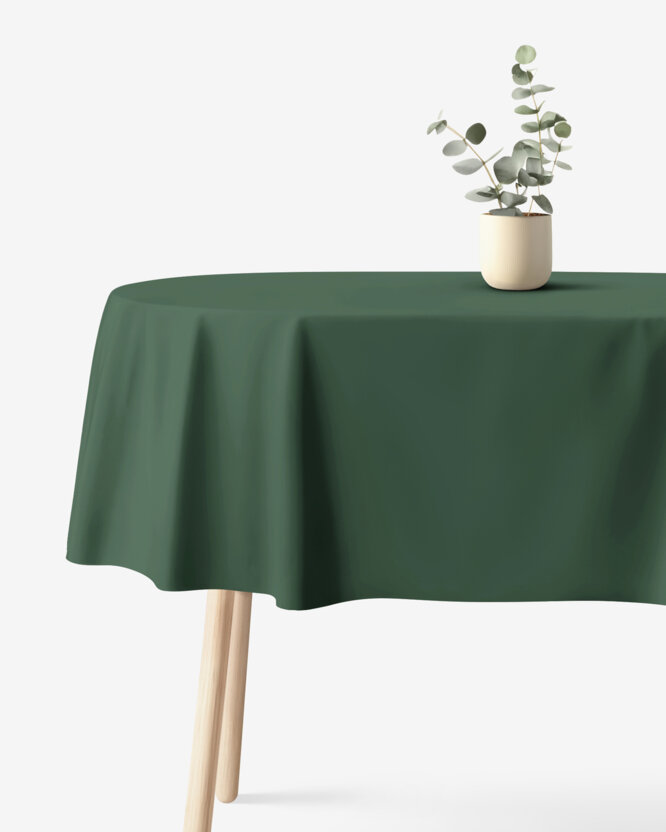 Ovaal tafelkleed 100% katoen renforcé - donkergroen