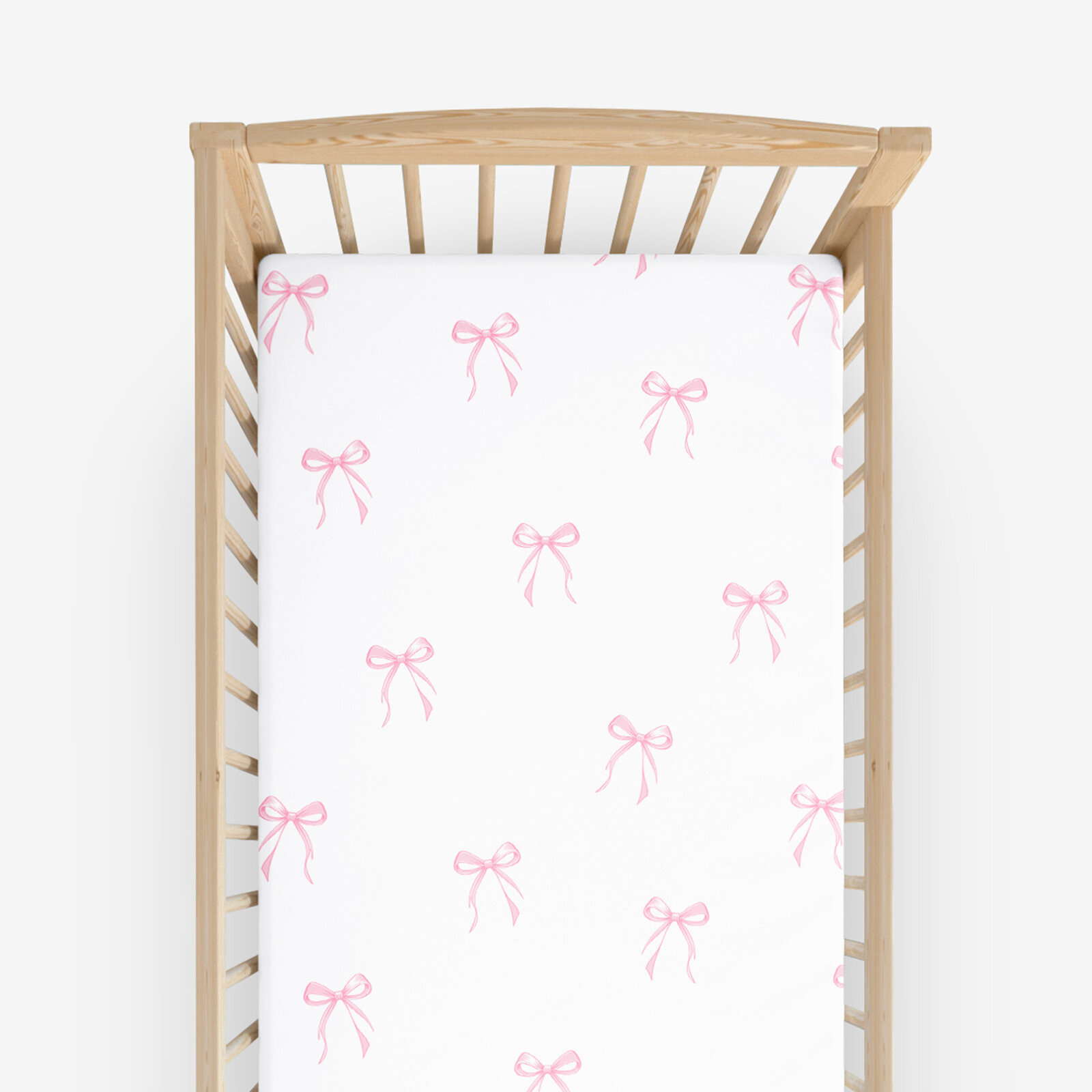 Katoenen hoeslaken voor het babybedje - Roze strikjes