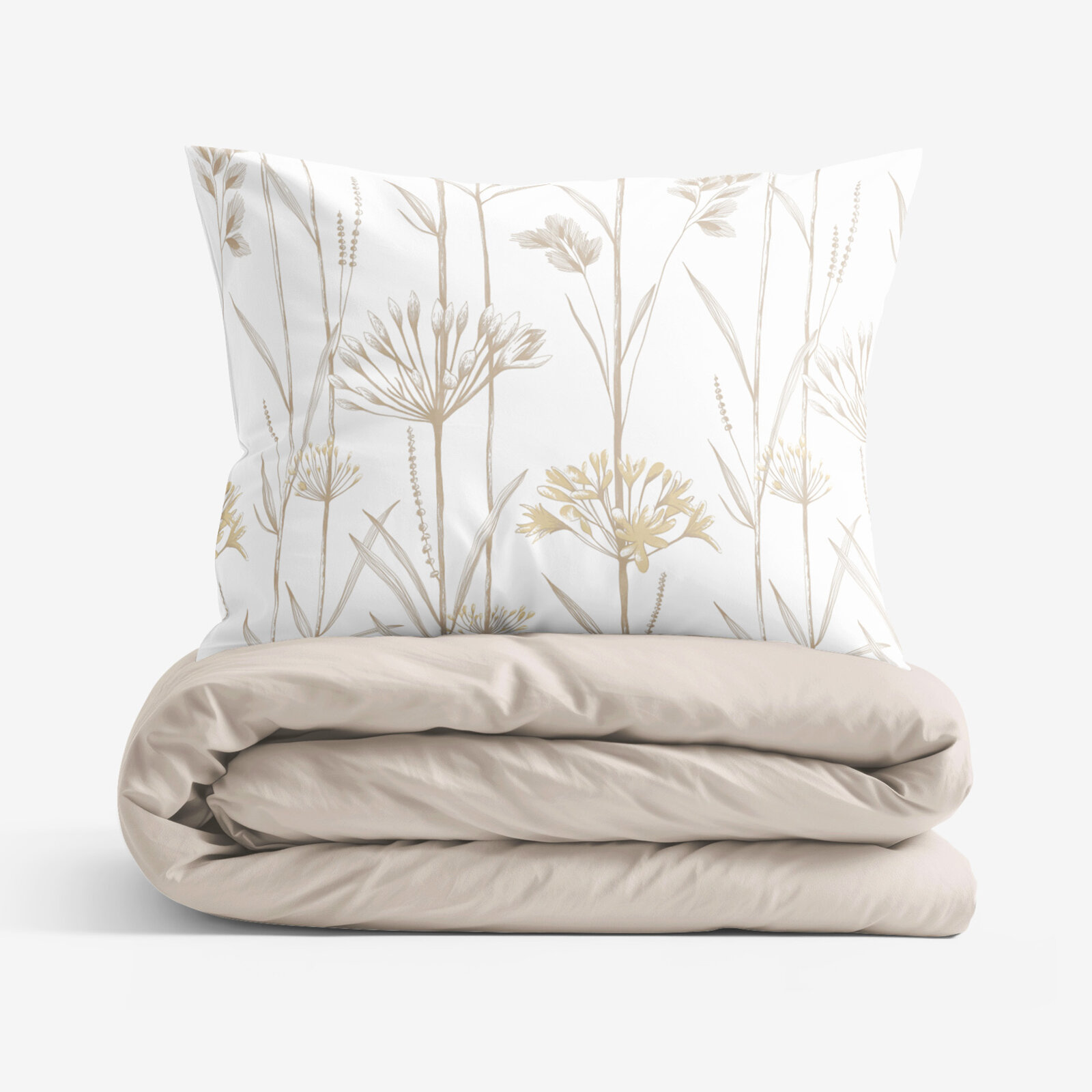 Katoenen beddengoed Duo - Sierplanten met latte
