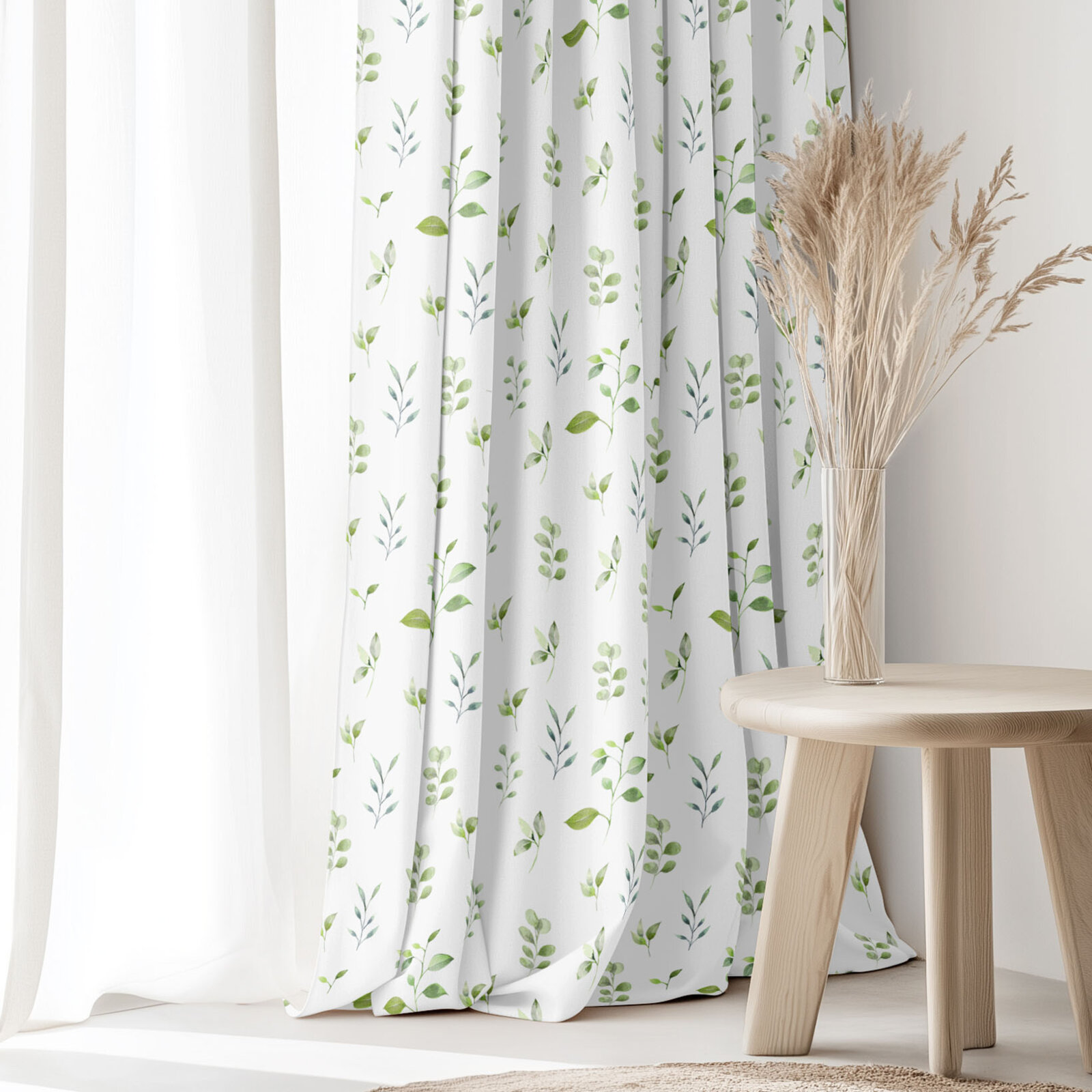Decoratief gordijn Luca - Eucalyptus blaadjes