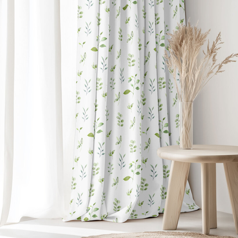 Decoratief gordijn Luca - Eucalyptus blaadjes