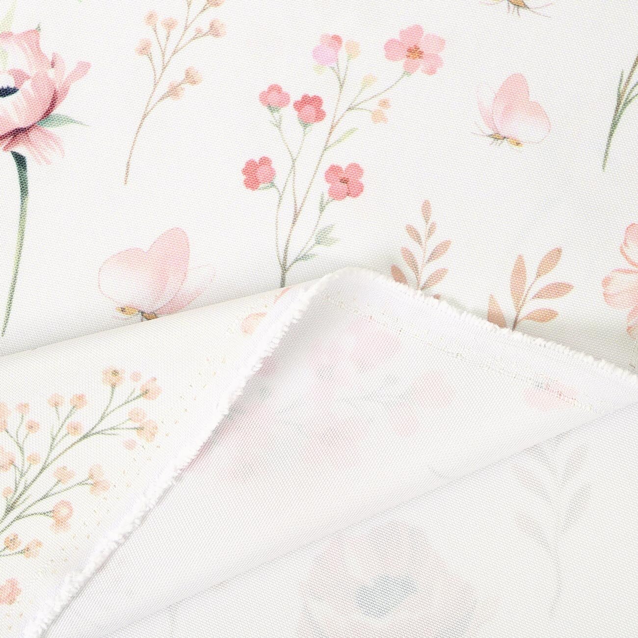 Stof met tefloncoating voor tafelkleden - Roze bloemen