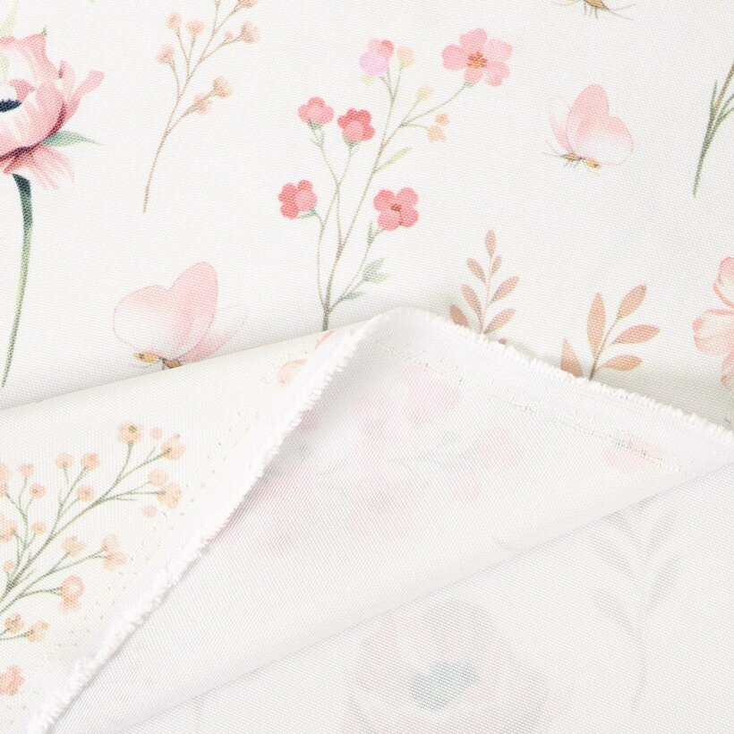 Stof met tefloncoating voor tafelkleden - Roze bloemen