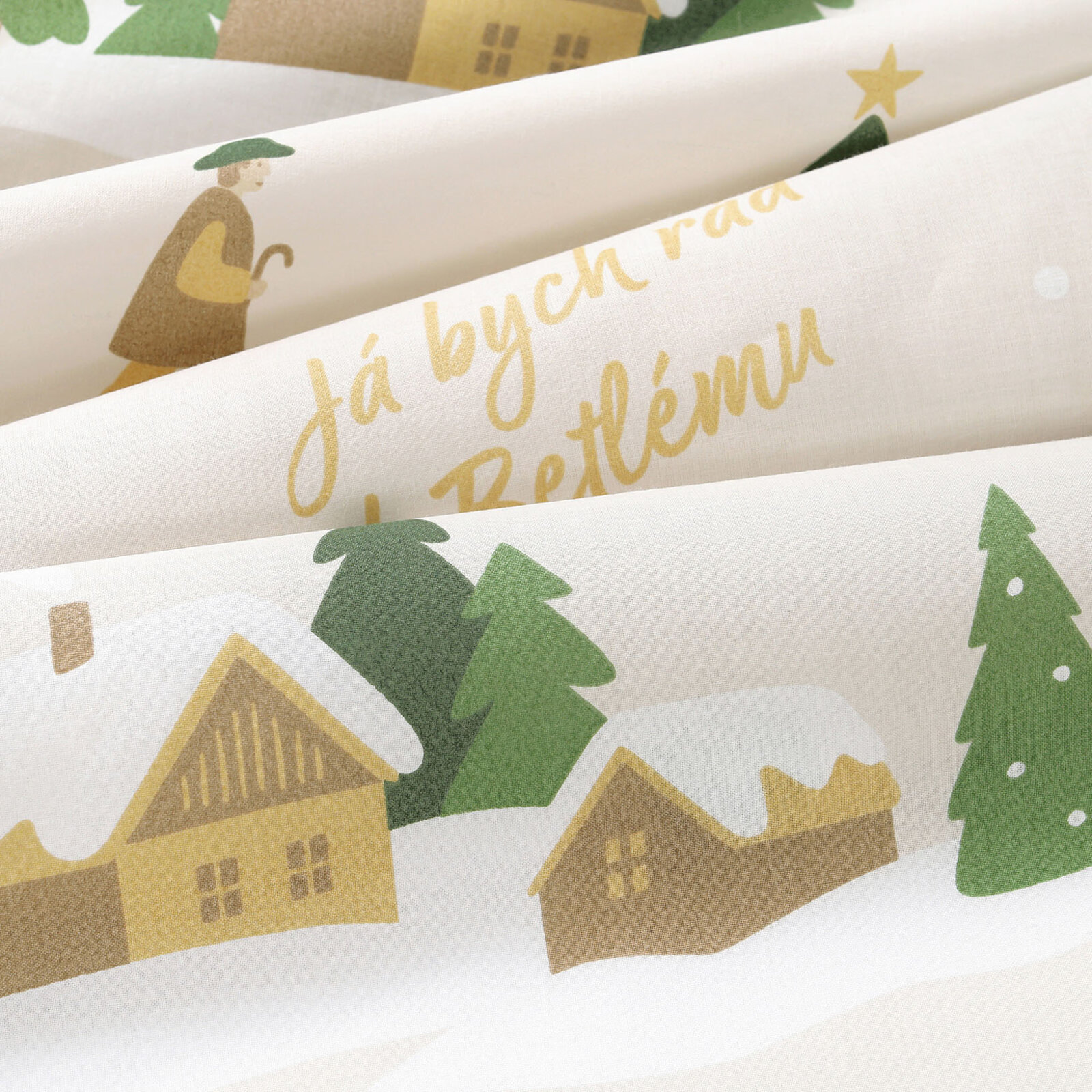 Kerst placemat voor op tafel 100% katoen renforcé - Pásli ovce Valaši - set van 2 stuks