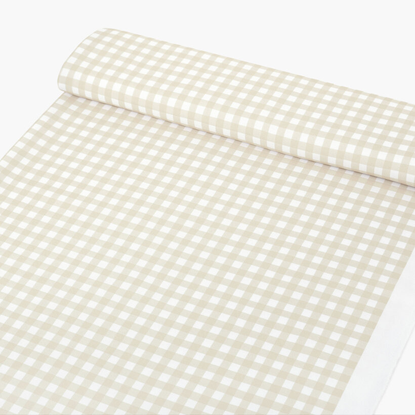 Tafelstof met tefloncoating - Beige ruitjes