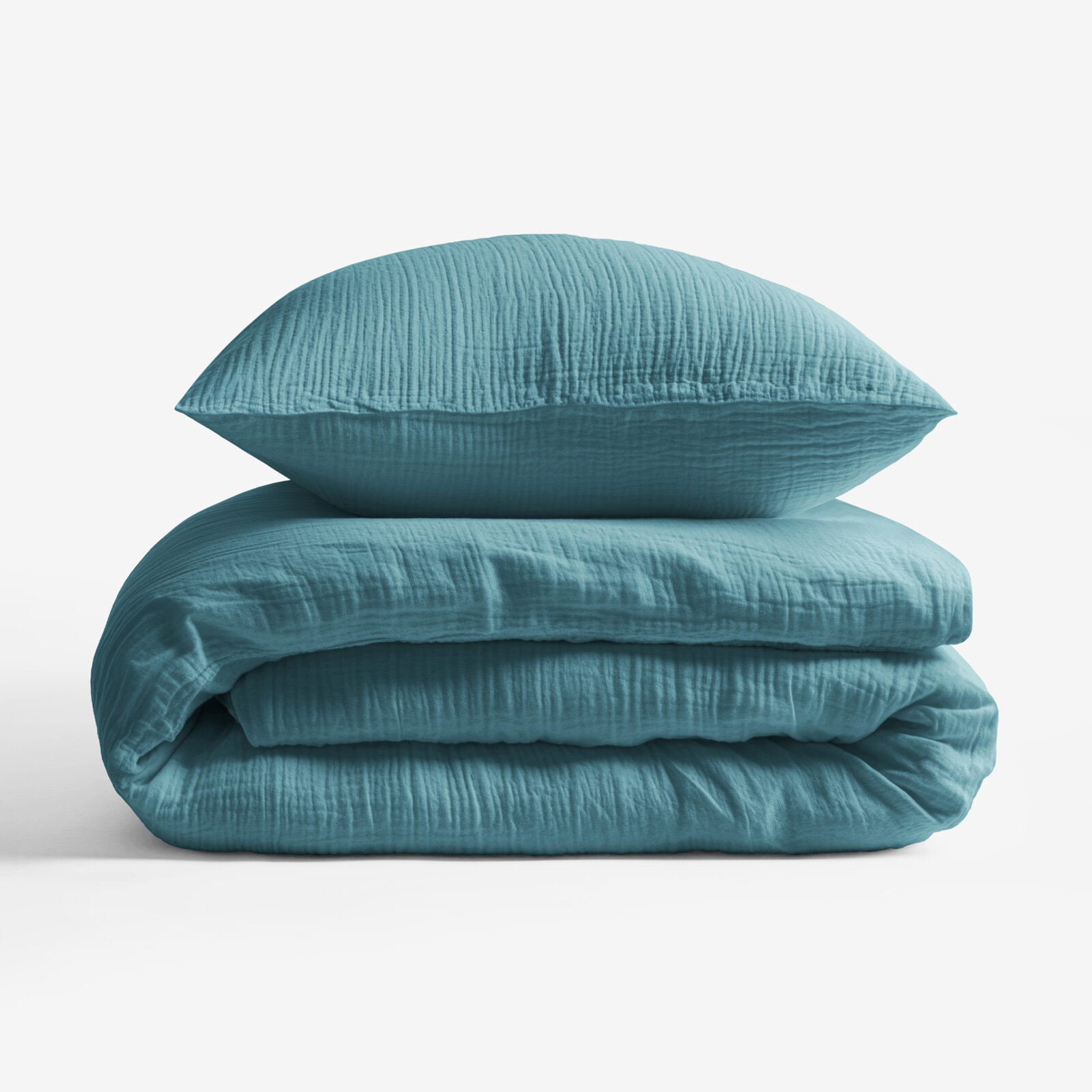 Mousseline beddengoed - petrol