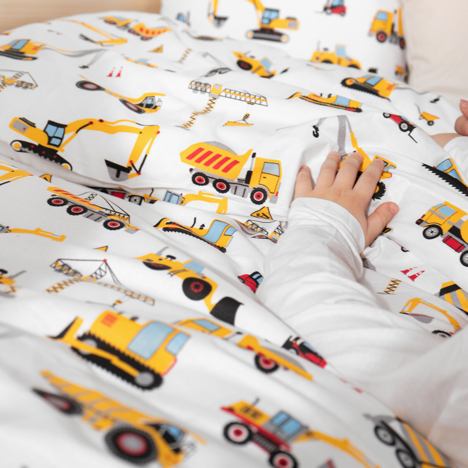 Katoenen beddengoed voor kinderen - Vrachtwagens en graafmachines