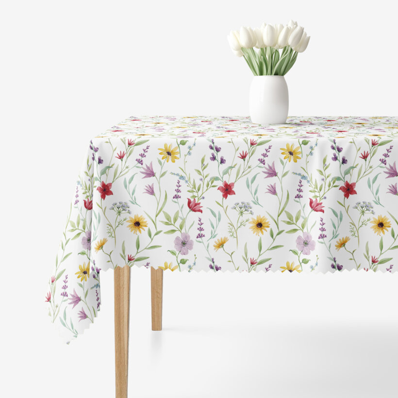 Hoekig teflon tafelkleed - Kleurrijke lentebloemen