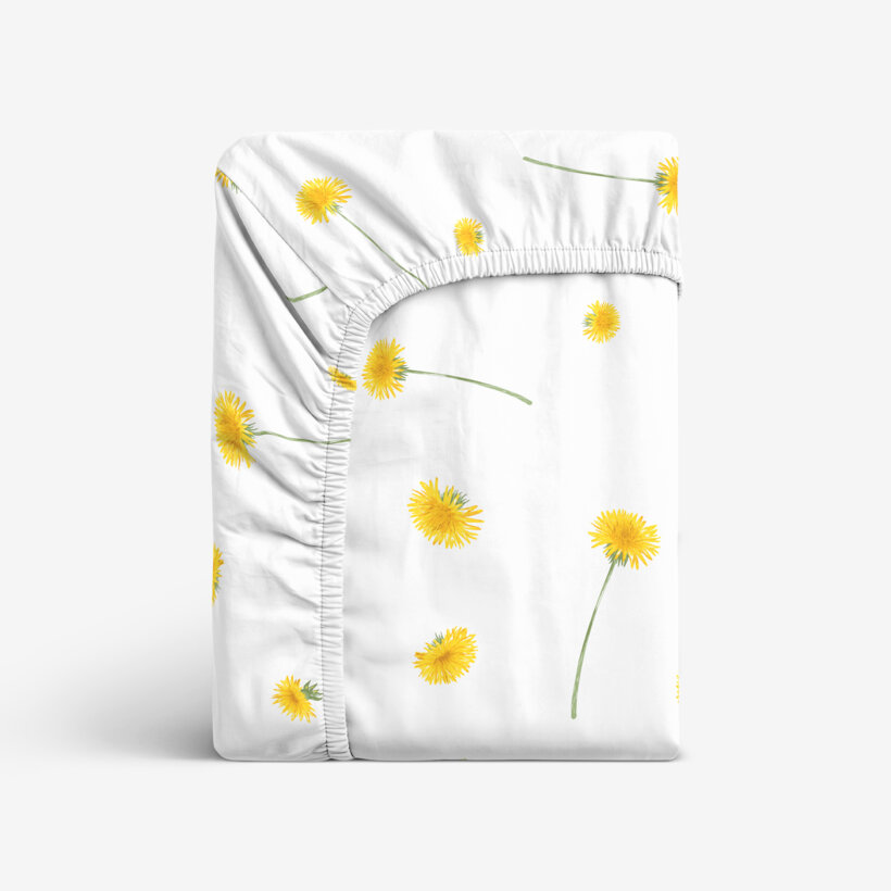 Katoenen hoeslaken - Paardenbloemen
