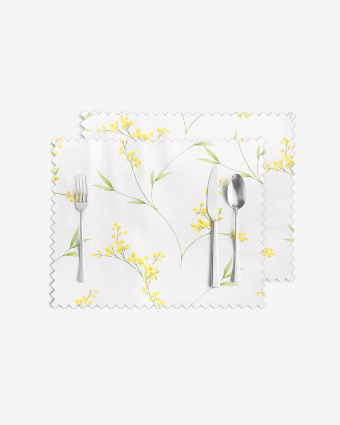 Teflon tafelplacemat - Mimosa bloemen - set 2 stuks