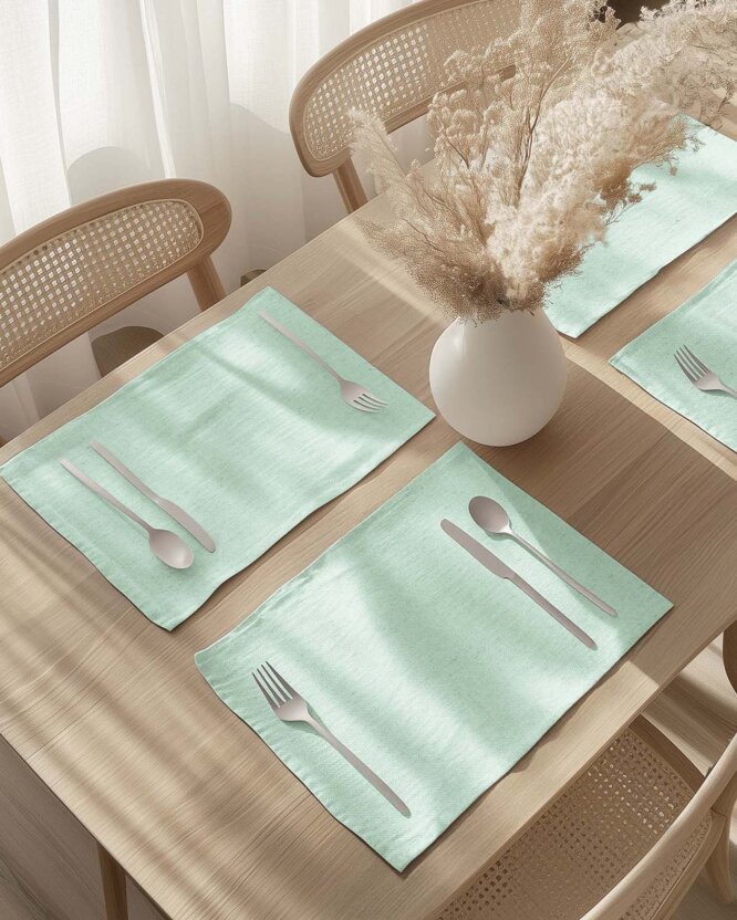 Placemat voor op tafel van linnenmix - lichtmunt - set van 2 st.