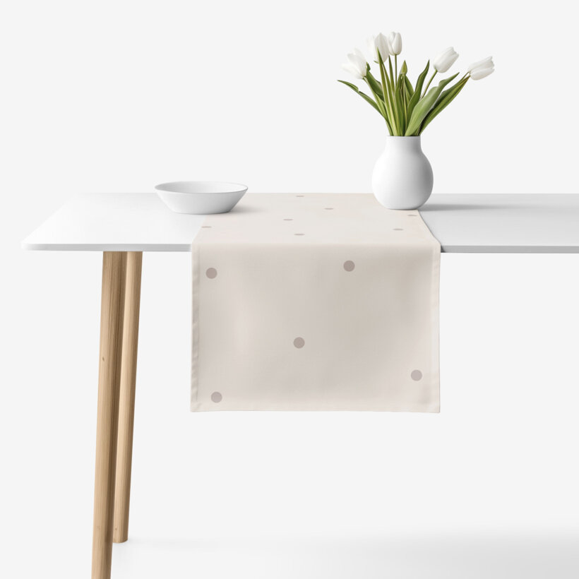 Tafelloper 100% katoen renforcé - Stippen op beige