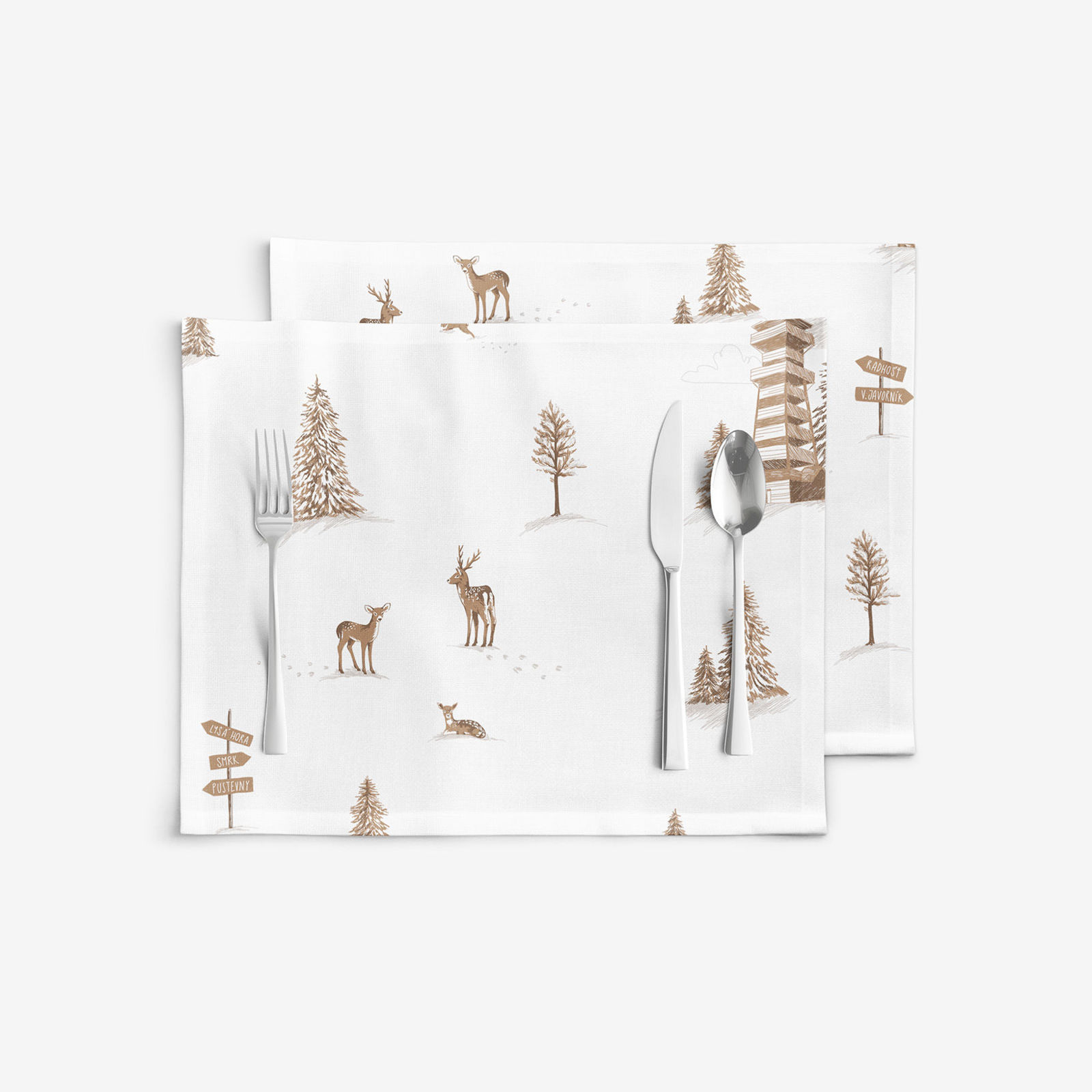 Placemat voor de tafel van stevig katoen - Beskydy - set van 2 stuks