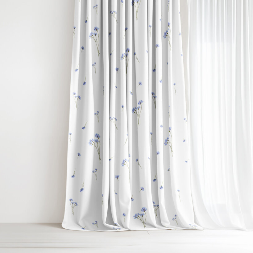 Decoratief gordijn Luca - Blauwe korenbloemen