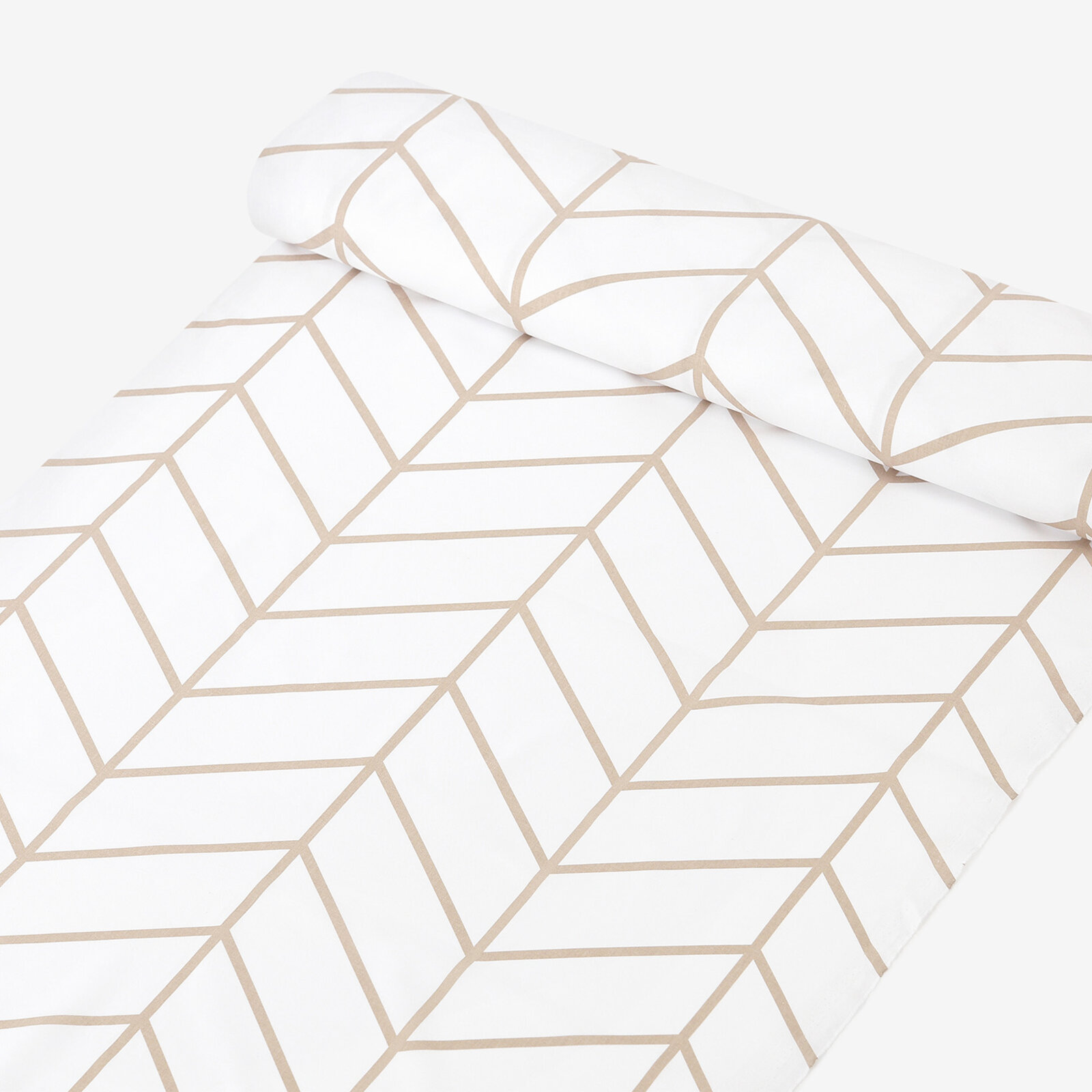 Katoen renforcé - Beige zigzag op wit