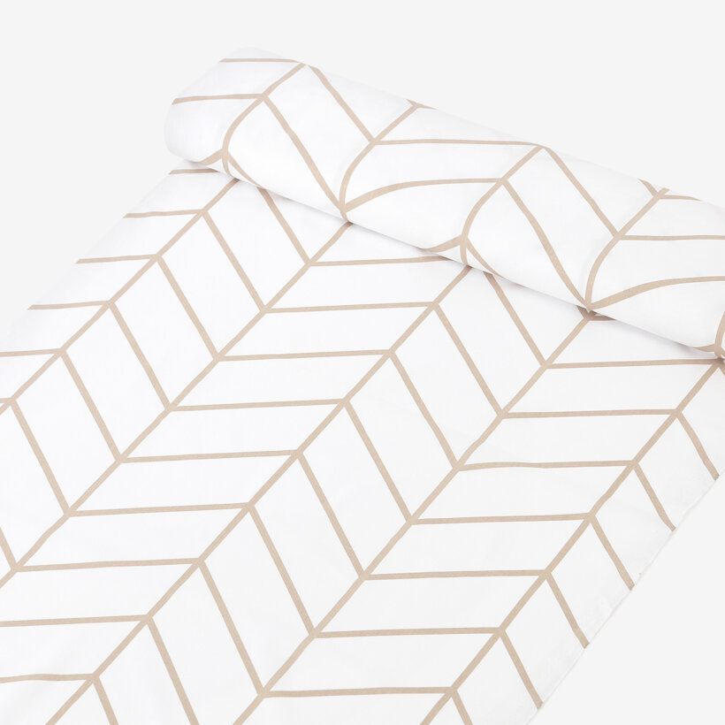 Katoen renforcé - Beige zigzag op wit