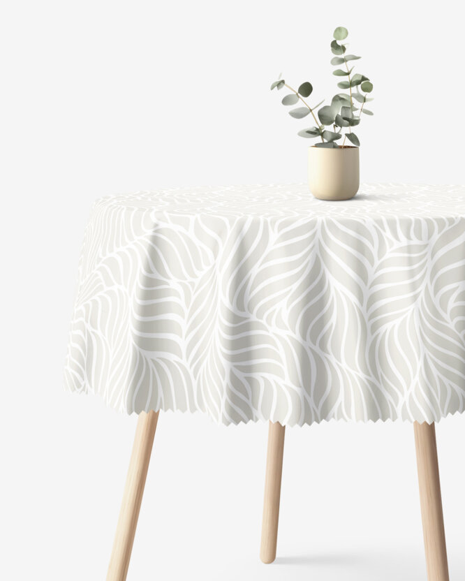 Rond teflon tafelkleed - Beige lijnen